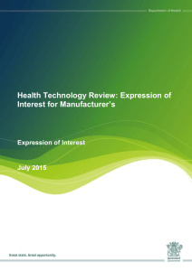 Health Technology Review: Expression of Interest for Manufacturer`s