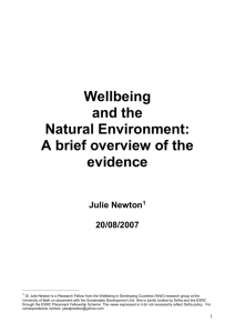 Wellbeing and the Natural Environment