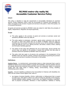 AODA Customer Service Accessibility Policy