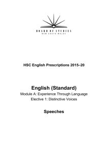 HSC English Prescriptions Standard speeches