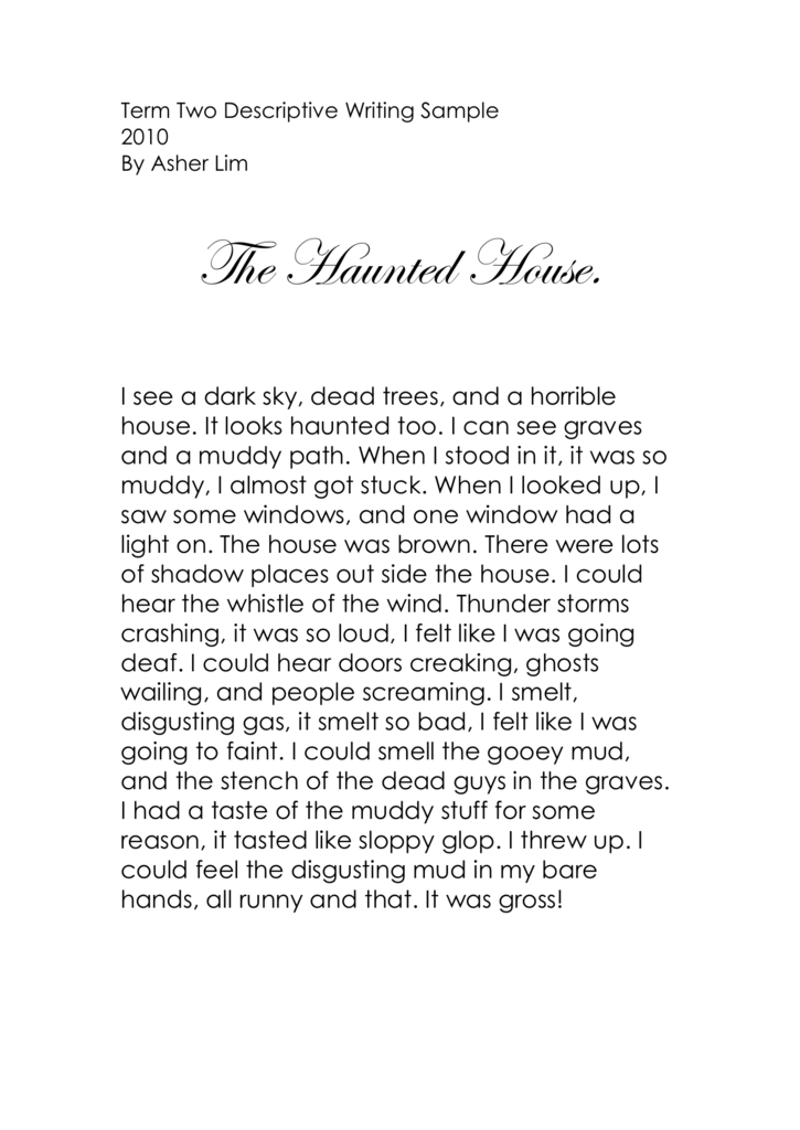 the haunted house descriptive essay