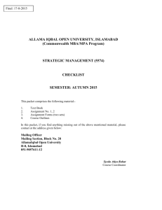 strategic management (5574) - Allama Iqbal Open University