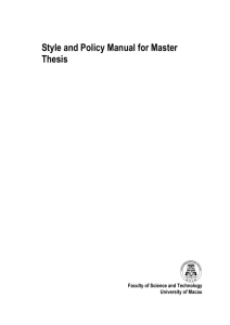 Style and Policy Manual for Master Thesis