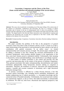 Uncertainty, Competence and the Theory of the Firm (Some crucial