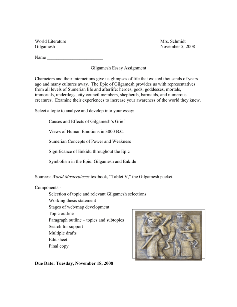 essay topics for the epic of gilgamesh