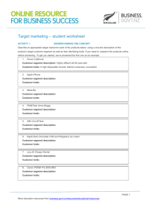 Target Marketing Student Worksheet