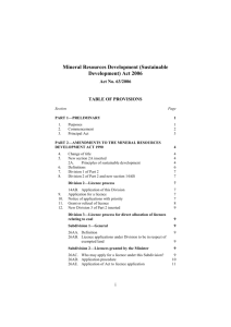 Mineral Resources Development (Sustainable Development) Act 2006