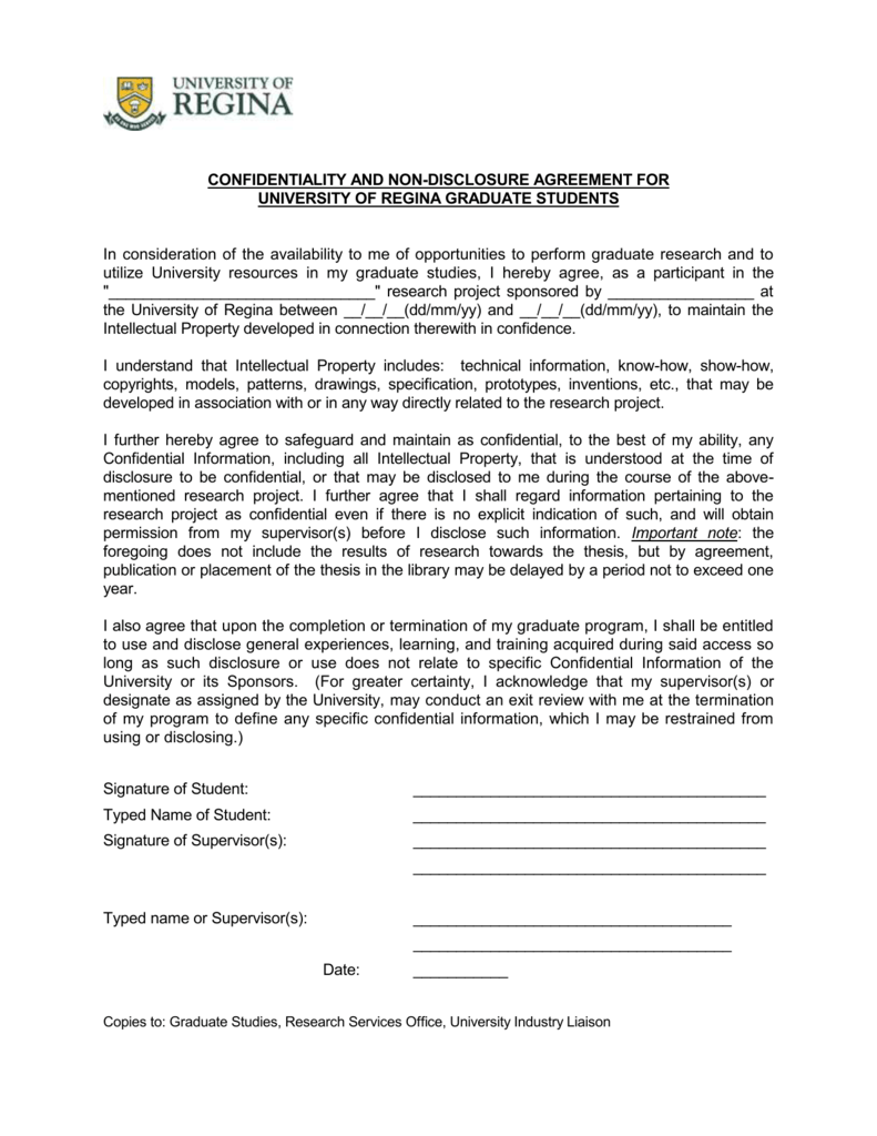 Confidentiality/non-disclosure template For non disclosure agreement template for research