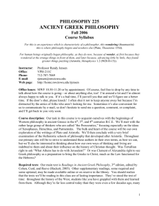 Philosophy 225: Ancient Greek Philosophy