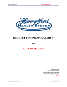 Request for Proposal TITLE OF PROJECT REQUEST FOR