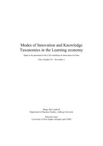 Modes of Innovation and Knowledge Taxonomies in the