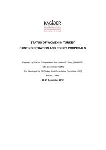 STATUS OF WOMEN IN TURKEY EXISTING SITUATION AND