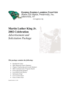 Martin Luther King Jr. 2002 Celebration Program Details
