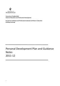 Guidance on the Personal Development Plan