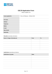 CELTA application form 2016