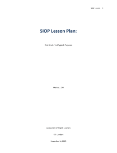 Lesson Plan: Assessment Focus- 1st Grade, Text Types & Purposes