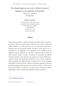 Why Should Happiness have a role in Welfare Economics