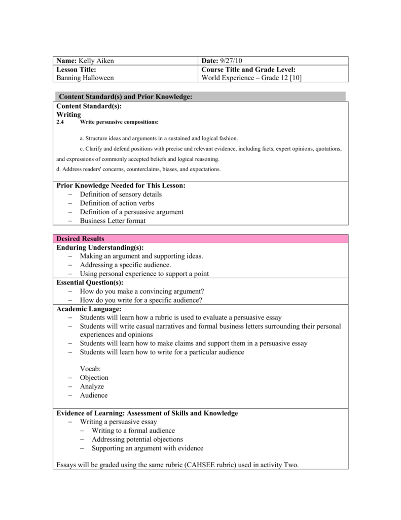 Lesson Plan Template