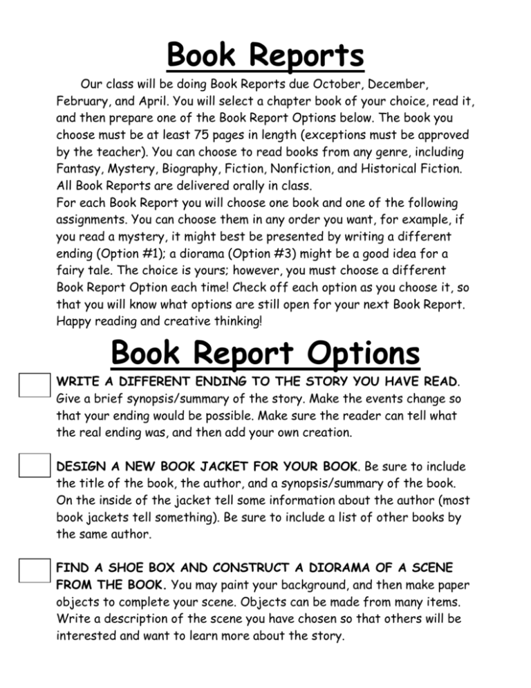 example of book report story