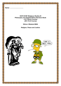 Ethics B604 War, Peace and Justice revision booklet