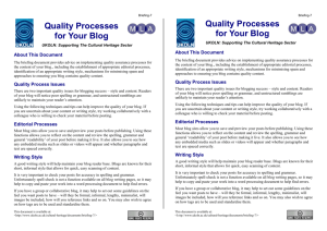 Quality Processes for Your Blog