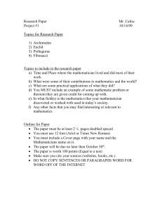 Research Paper - Mr. Calise`s Math Website