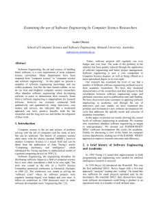 Examining the use of Software Engineering by Computer Science