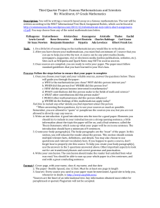 Third Quarter Project: Famous Mathematicians and Scientists Mr