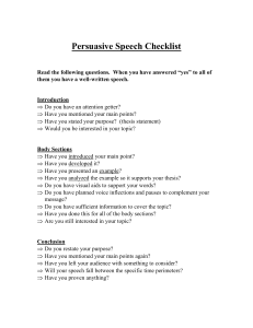 Persuasive Speech Checklist