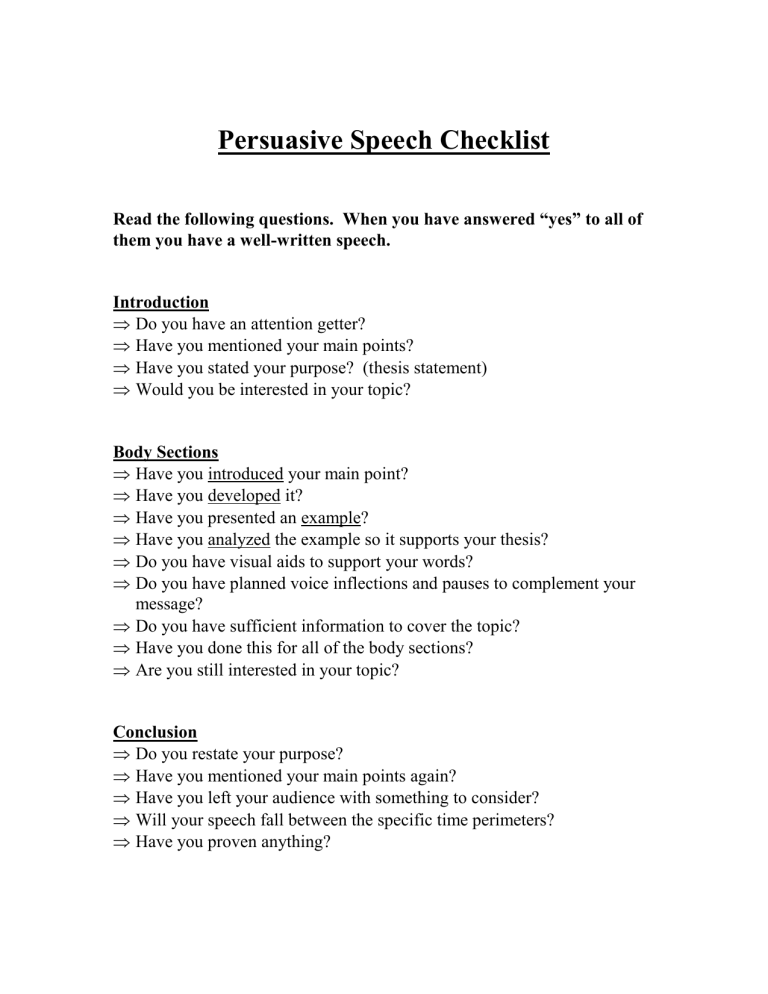 informal persuasive speech