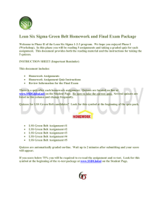 Lean Six Sigma Green Belt Homework and Final Exam Package