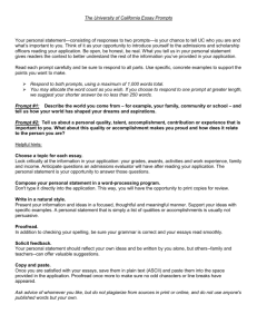 The University of California Essay Prompts for 2008