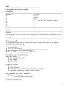 Name Characteristics of a Persuasive Writing Guided Notes