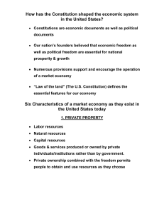 How has the Constitution shaped the economic system in the United