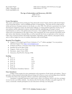 HIST 313: The Age of Industrialism and Democracy, 1815-1914