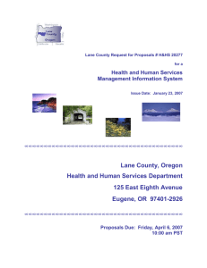 Cover Page - Lane County, Oregon