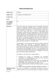 ISE1D01: Learning for a Sustainable Future