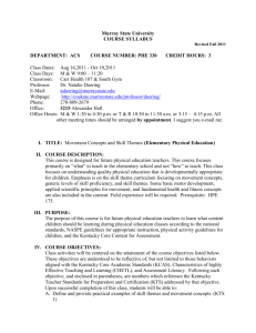 Murray State University COURSE SYLLABUS Revised Fall 2011