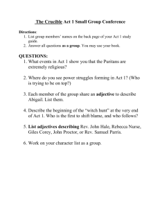 The Crucible Act 1 Small Group Conference Directions: List group