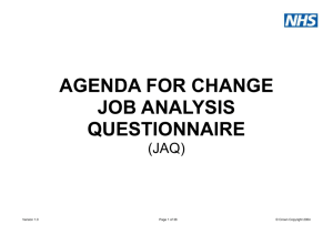 Agenda for Change JOb Analysis QuestionNaire (JAQ)