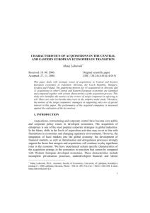 Characteristics of Acquisitions in the Central and Eastern European