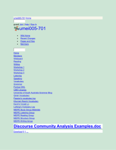 umei005-701 - Discourse Community Analysis Examples.doc