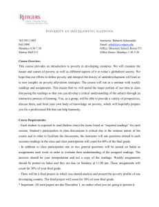 Poverty in Developing Nations 762:303:11482 Fall 2008 Mondays 4