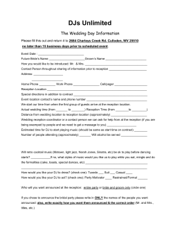 Wedding Reception Planning Worksheet Weddings Doc Djs Unlimited