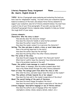 Tips To Writing A Successful Literary Essay Literary Response Essay Assignmentdoc Sample Business School Essays also Research Essay Proposal Sample Persuasive Essay Topics High School Students