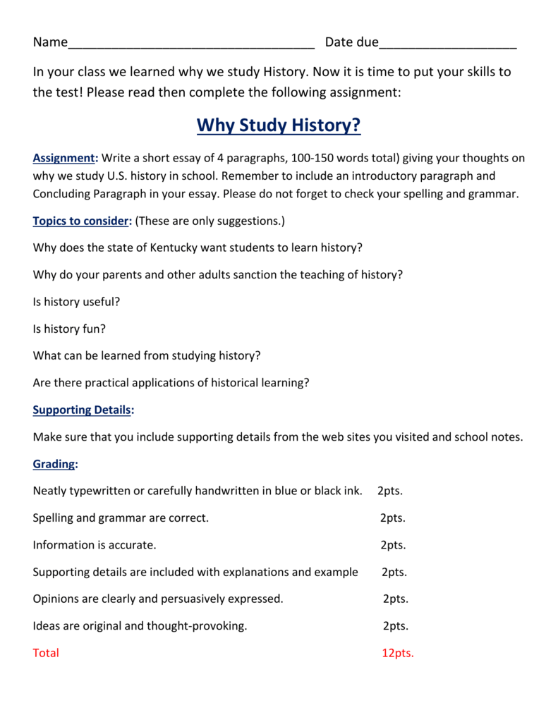 Why Study History Final Assignment