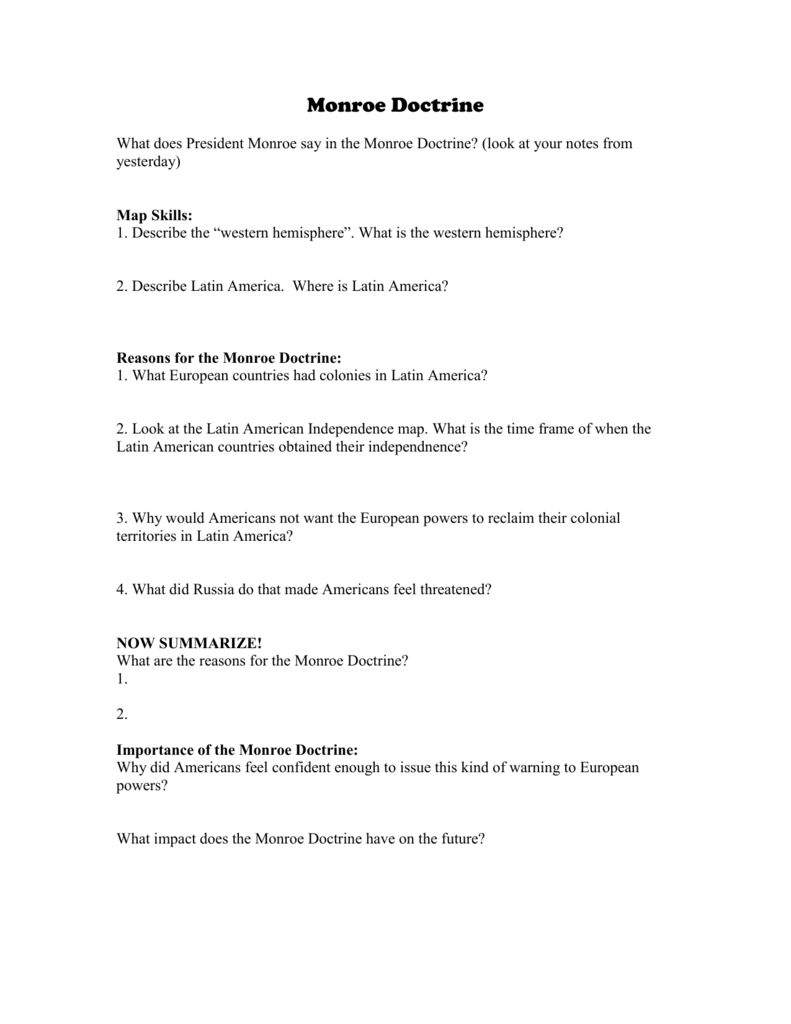 monroe doctrine map