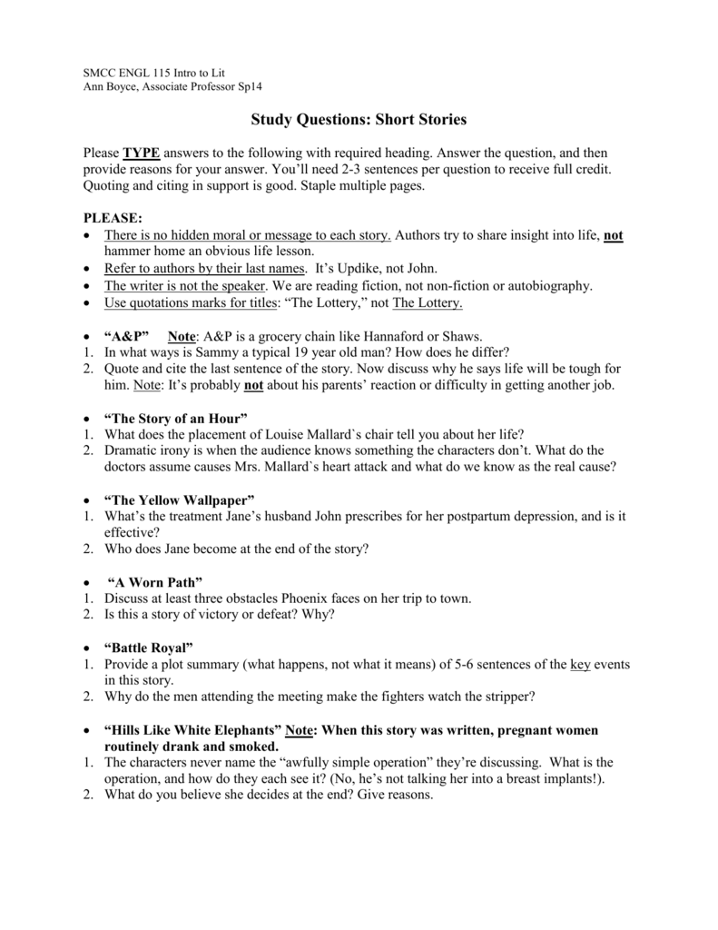 short story literary analysis questions