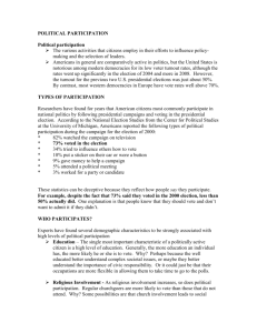 POLITICAL PARTICIPATION Political participation The various