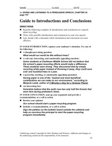 Guide to Introductions and Conclusions